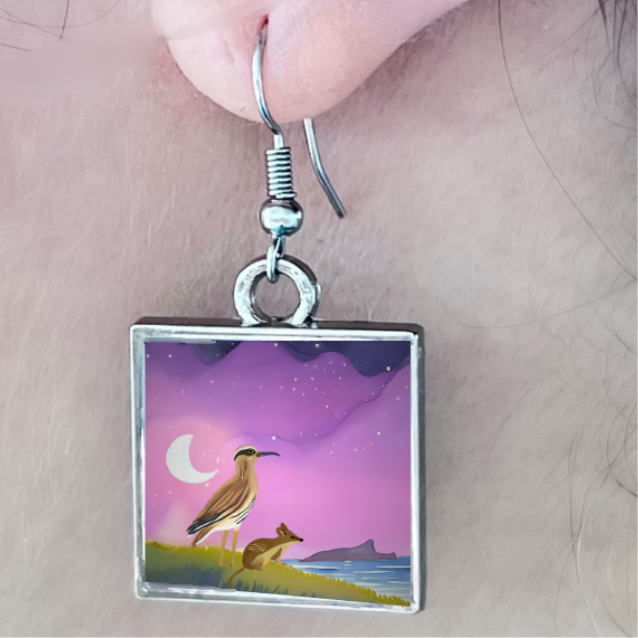 Eastern Barred Bandicoot Welcomes the Stone Bush Curlew: earrings