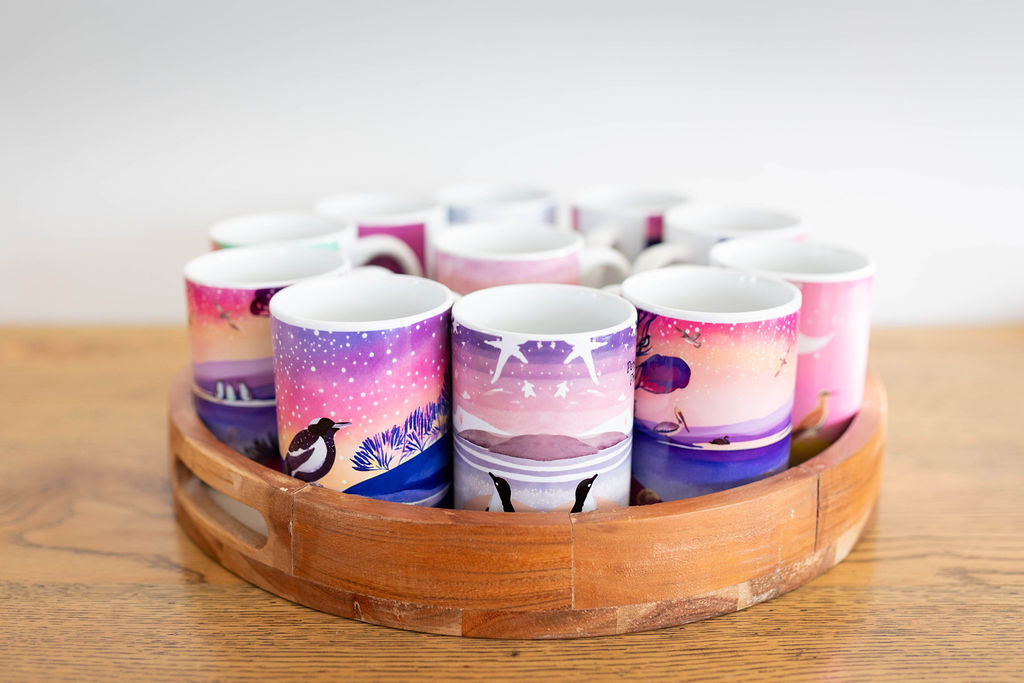 Little Penguins Under the Aurora: ceramic mug