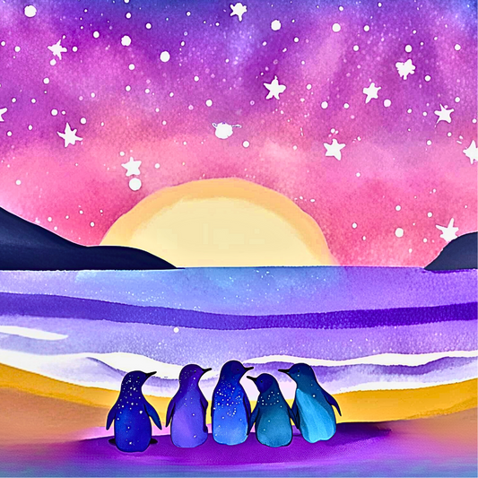 Twinkling Sunset Penguins: earrings