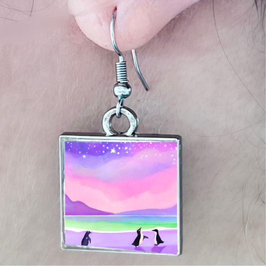 Penguins Under the Aurora: earrings