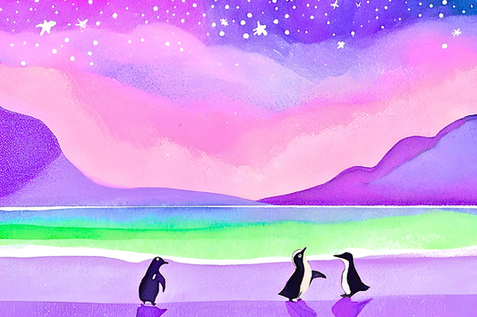 Little Penguins Under the Aurora: ceramic mug