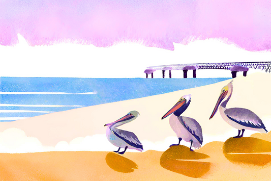 San Remo Pelicans: Glass Art Paperweight