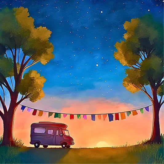 Golden Hour on Wheels: wooden magnet