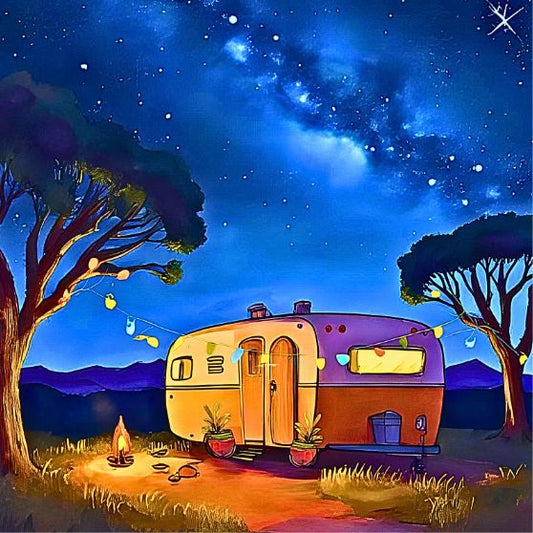 Where Caravans Go to Sleep Under the Milky Way wooden magnet