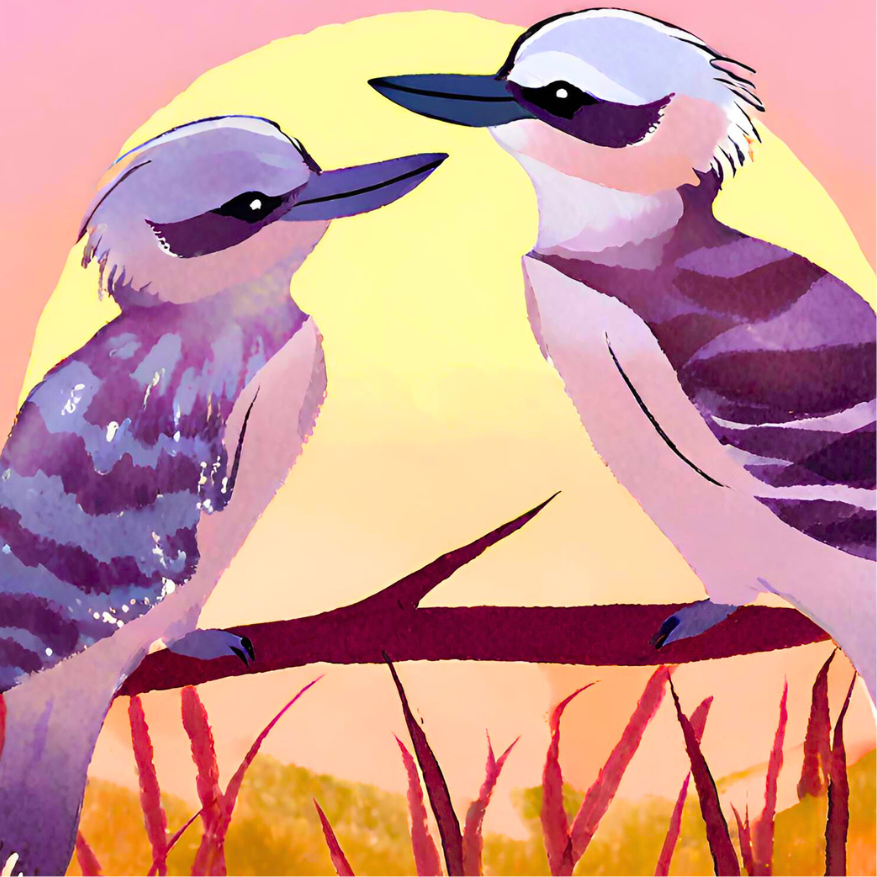 Kookaburra Love Birds: wooden magnet