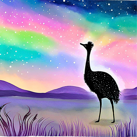 Emu Under the Aurora: square coaster