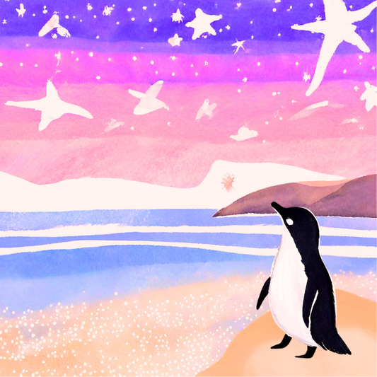 Starry Eyed Little Penguin: square coaster